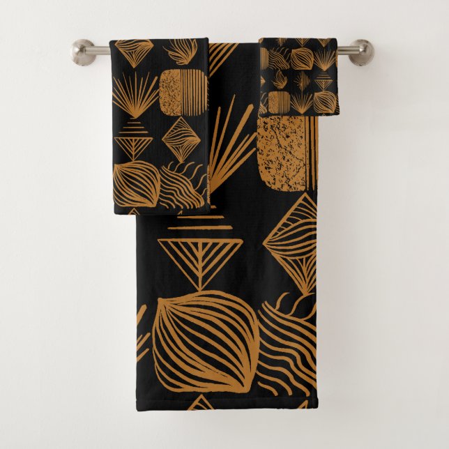 Tissu Tribal des Caraïbes : Noir, Or (En situation)