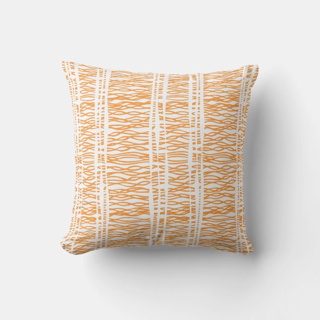 Tissu tribal oreiller à lancer orange et blanc (Recto)