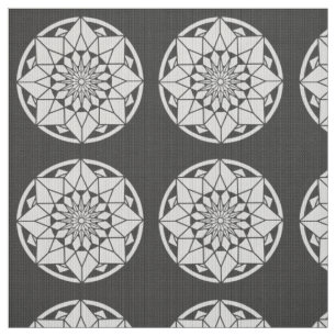 Tissu Tricot Star Mandala noir et blanc