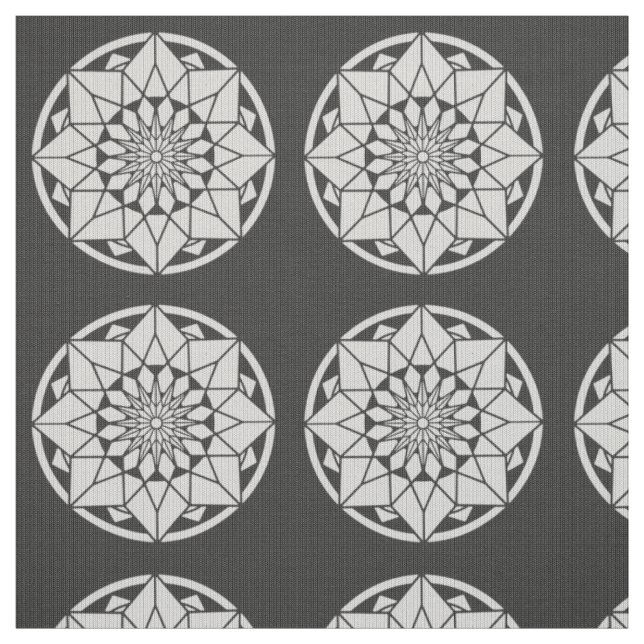 Tissu Tricot Star Mandala noir et blanc (Échantillon)