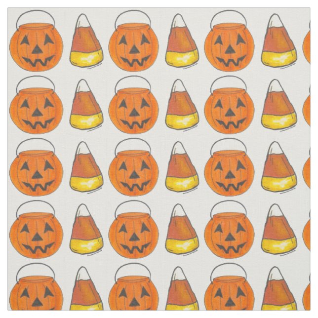 Tissu Tricoter ou traiter Citrouille Candy Corn Hallowee (Échantillon)