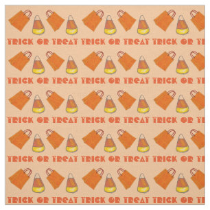Tissu Tricoter ou traiter Corn à bonbons Orange Hallowee