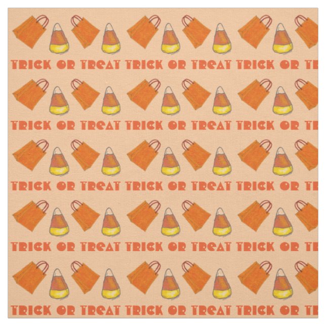 Tissu Tricoter ou traiter Corn à bonbons Orange Hallowee (Échantillon)