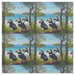 Tissu Trio côtier : Trois Puffins à la plage d'Oils