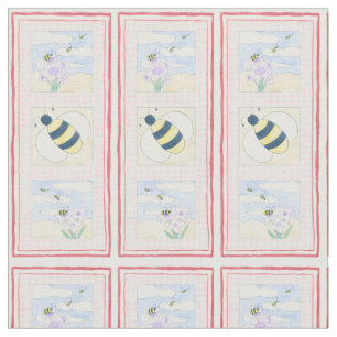 Tissu Trio des abeilles avec des fleurs