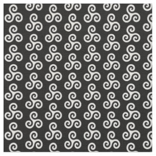 Tissu Triple spirale celtique blanche Triskele sur fond 