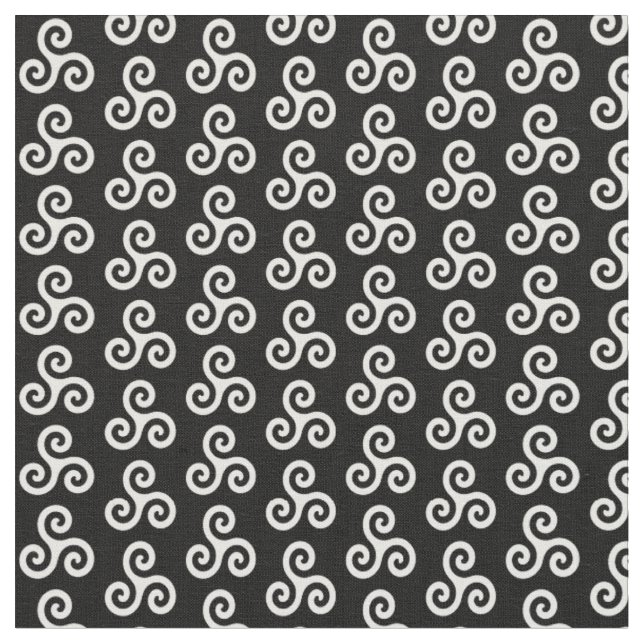Tissu Triple spirale celtique blanche Triskele sur fond  (Fermer)