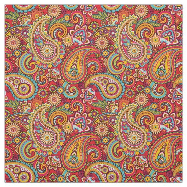 Tissu Trippy Hippy Retro Paisley (Échantillon)