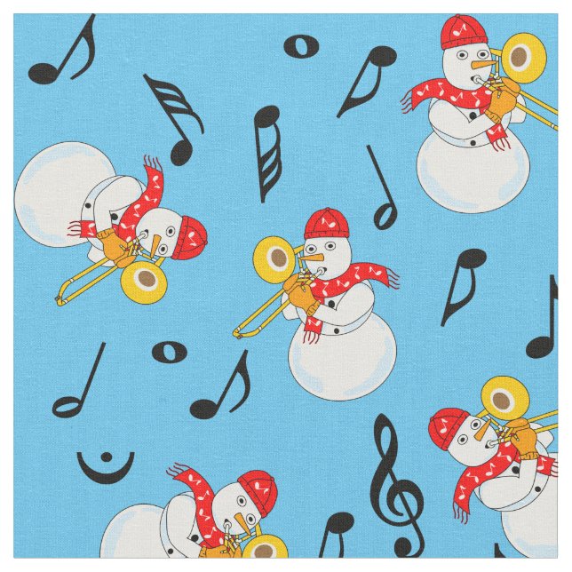 Tissu Trombone Snowman Music Notes Motif (Fermer)
