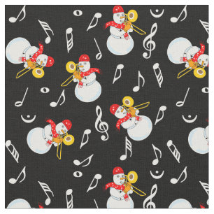 Tissu Trombone Snowman Music Notes Motif