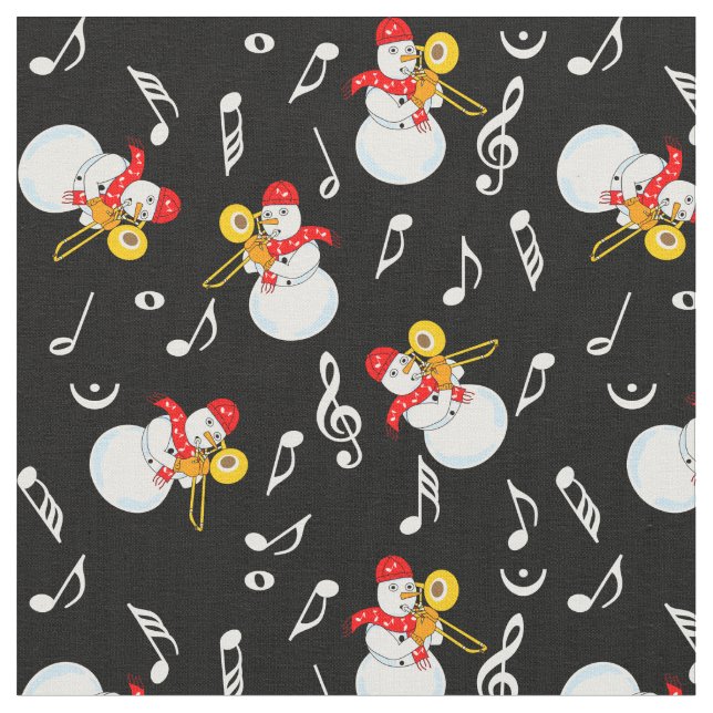 Tissu Trombone Snowman Music Notes Motif (Fermer)