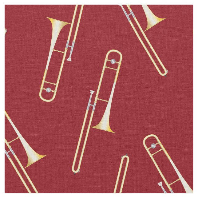 Tissu Trombones Music Musicien Salle Décor Rouge (Fermer)