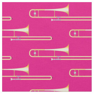 Tissu Trombones Musique Musicien Salle Décor rose
