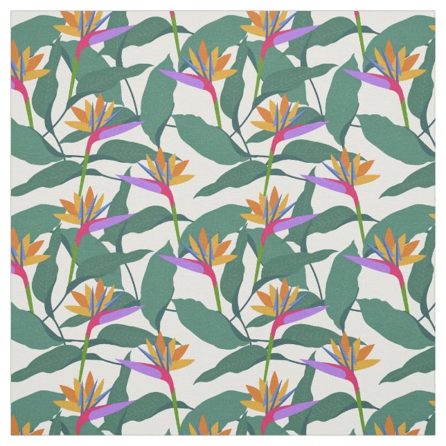 Tissu Tropical Bird of Paradise Floral Pattern (Échantillon)