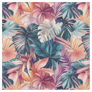 Tissu Tropical Coloré Fronds De Palme