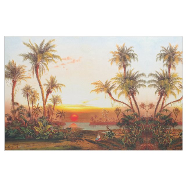 Tissu tropical de coucher du soleil de palmiers de (Yard)