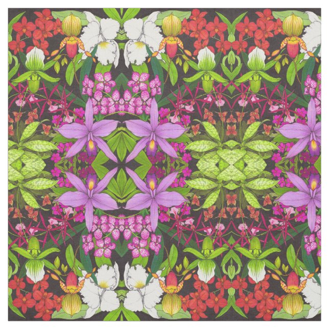 Tissu tropical de jardin d'agrément d'orchidée (Échantillon)
