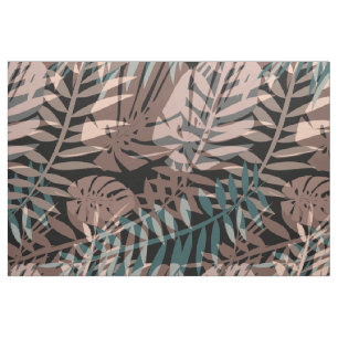 Tissu Tropical jungle plante tropicale beige feuille