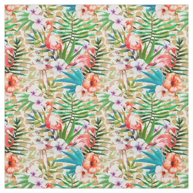 Tissu Tropical Pink Flamingo (Échantillon)