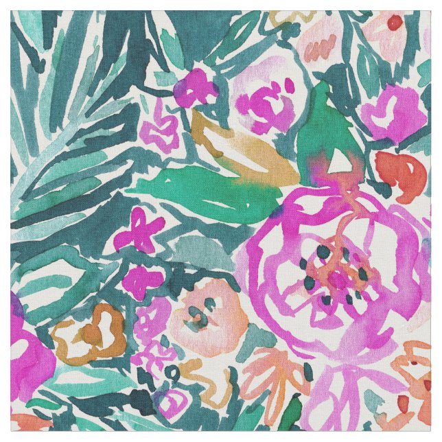 Tissu TROPICAL SENT l'aquarelle florale imprimer (Fermer)