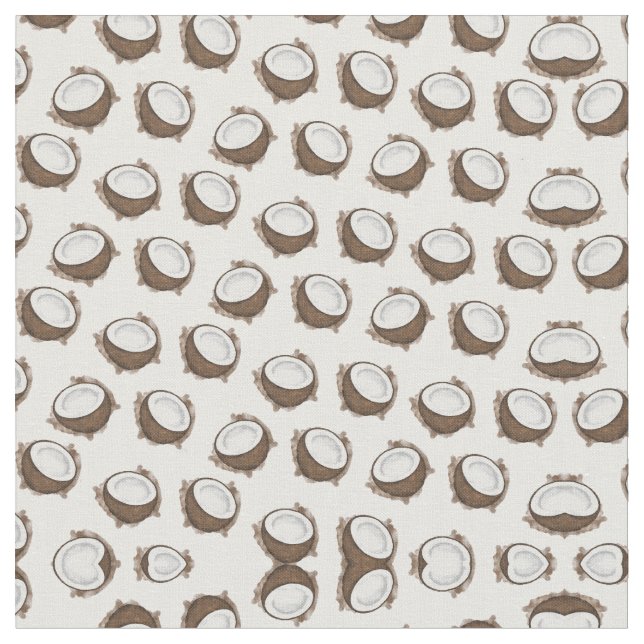 Tissu Tropical Summer Brown Blanc Coco Motif Fruit (Fermer)
