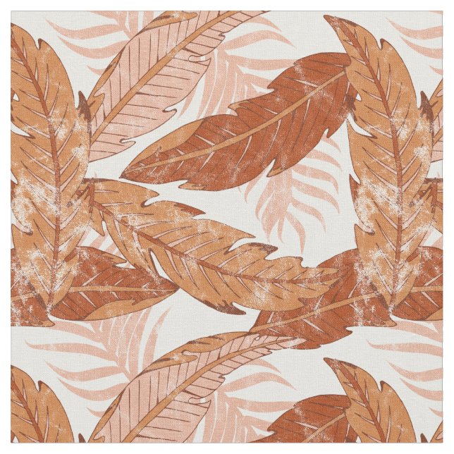 Tissu Tropical Terracotta Palm Feuille Motif (Fermer)