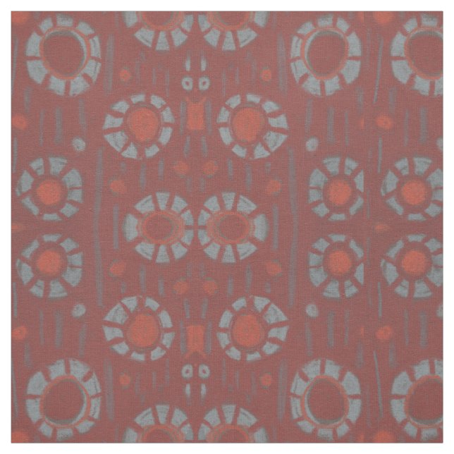 Tissu "Trouvez le lapin" motif rustique, tons terre (Échantillon)