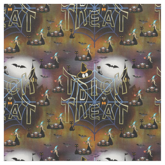 Tissu Trucs gothiques ou traiter spiderweb répétition (Fermer)