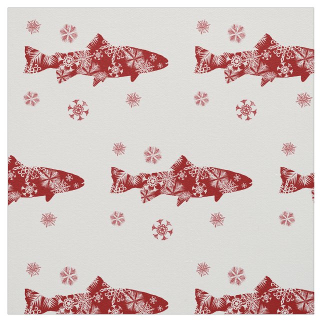 Tissu Truite à neige rouge et blanche (Échantillon)