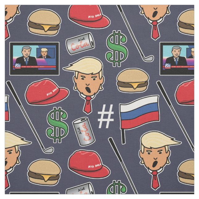 Tissu Trump, Money, Burgers, Golf, Russie et fausses nou (Échantillon)