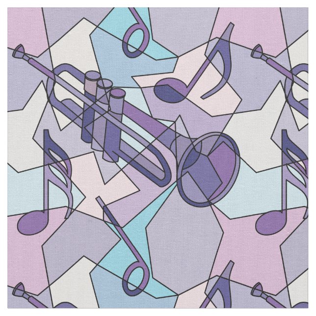 Tissu Trumpet Music Notes Fragments (Fermer)