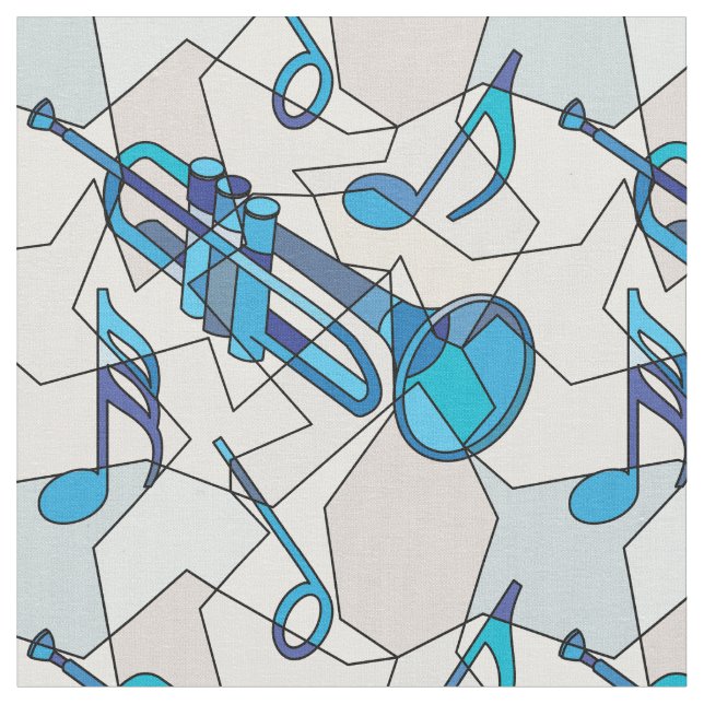 Tissu Trumpet Music Notes Fragments (Fermer)