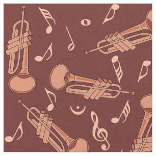 Tissu Trumpet Music Notes Motif