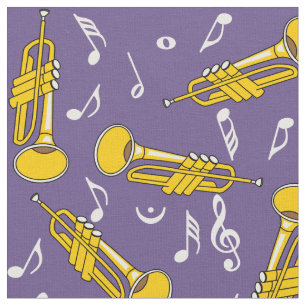 Tissu Trumpet Music Notes Motif