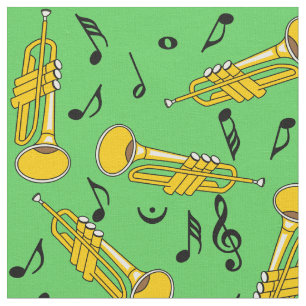 Tissu Trumpet Music Notes Motif