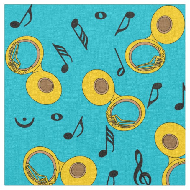 Tissu Tuba Music Notes Motif (Fermer)
