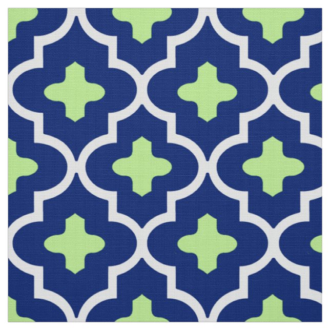 Tissu Tuile, bleu de cobalt et chaux marocains (Échantillon)