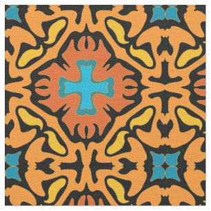 Tissu Tuile espagnole de Firey avec des accents bleus