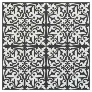 Tissu Tuile marocaine - blanc avec arrière - plan noir