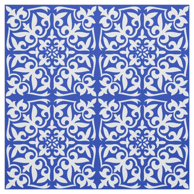Tissu Tuile marocaine - bleu et blanc de cobalt (Échantillon)