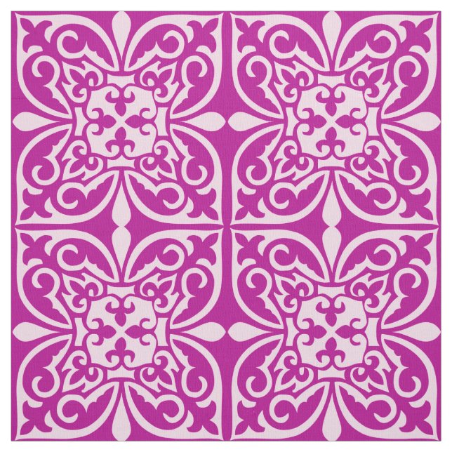 Tissu Tuile marocaine - prune pourpre et rose (Échantillon)
