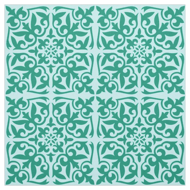 Tissu Tuile marocaine - turquoise et aqua (Échantillon)
