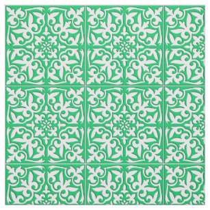 Tissu Tuile marocaine - vert et blanc de jade