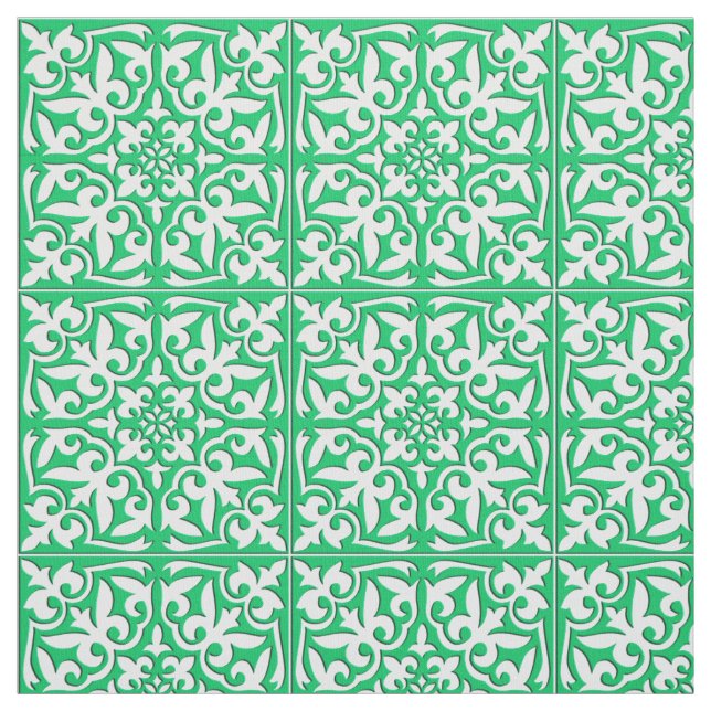 Tissu Tuile marocaine - vert et blanc de jade (Échantillon)
