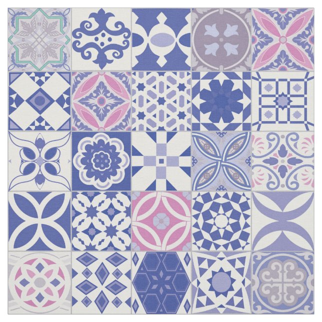 Tissu Tuile marocaine - violet et rose (Échantillon)