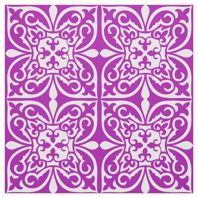 Tissu Tuile marocaine - violet violet et blanc (Échantillon)