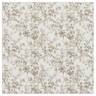 Tissu Tuile Taupe avec Roses et branches