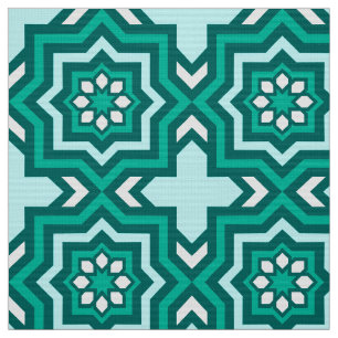 Tissu Tuile, turquoise, Teal, Aqua et blanc marocains