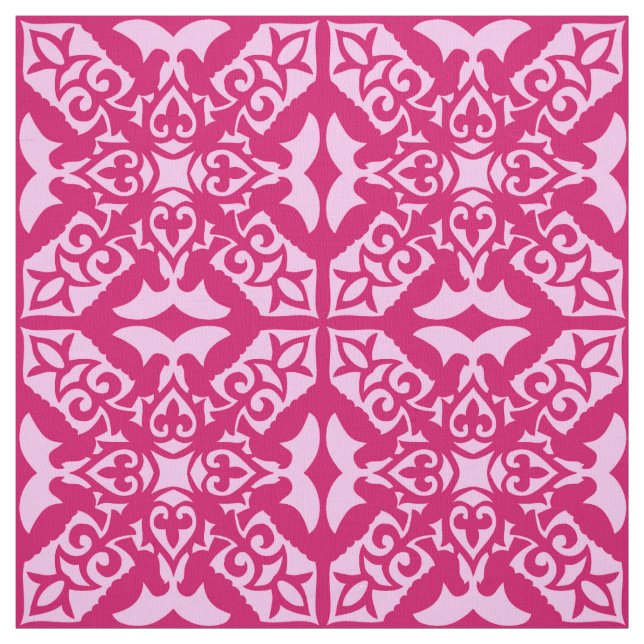 Tissu Tuiles marocaines - fuchsia et rose pâle (Échantillon)