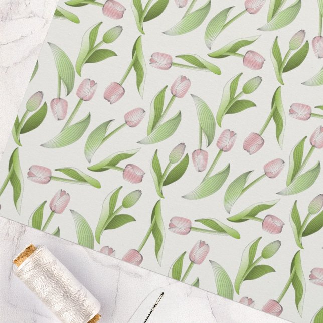 Tissu Tulipe rose fleur botanique moderne (Créateur téléchargé)
